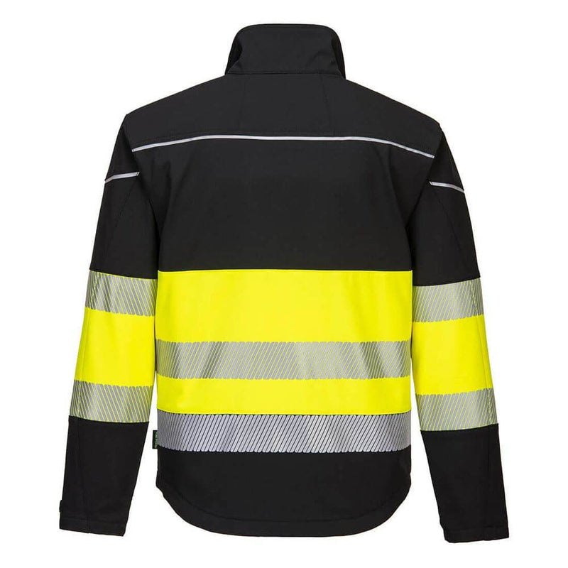Portwest PW375 - PW3 Hi-Vis Class 1 Water Resistant Softshell Jacket Black/Yellow XL