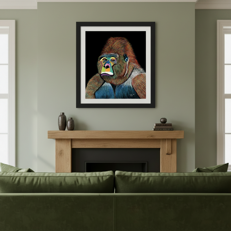 Silver The Gorilla Fine Art Framed Print