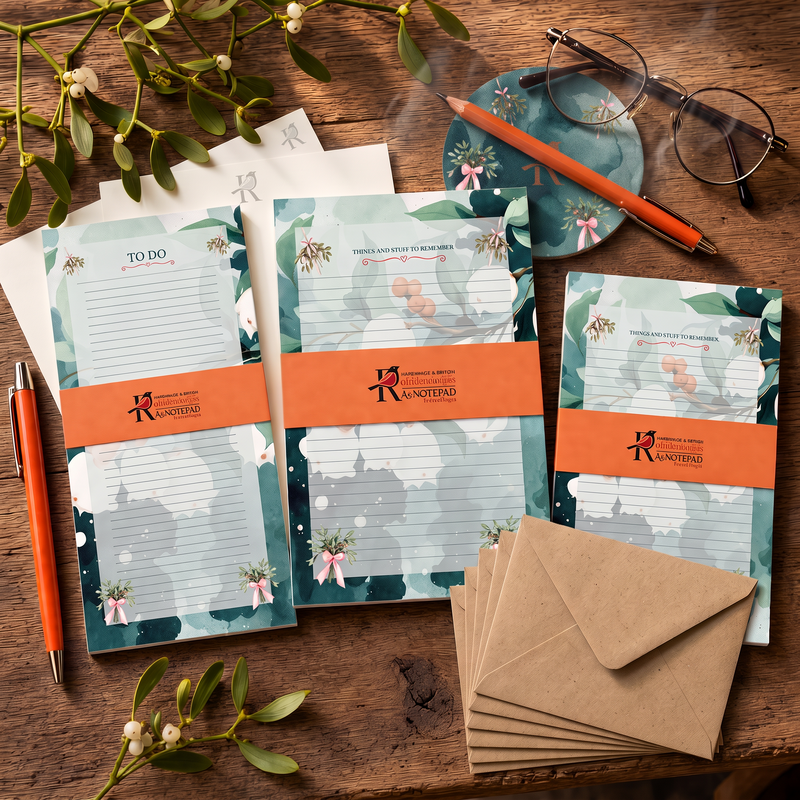 Christmas Mistletoe Luxury Stationery Set With FREE Pen and matching pencil
