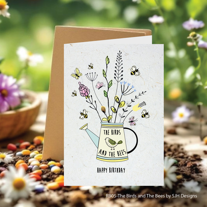 THE BIRDS AND THE BEES WiLDFLOWER PLANTABLE SEED GREETING CARD
