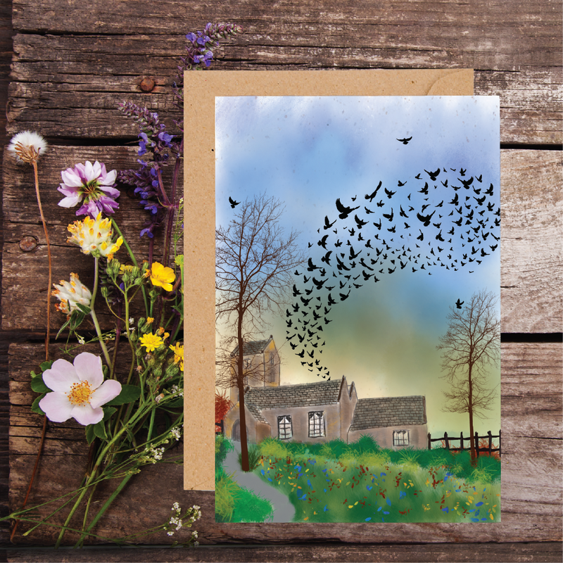 Starling Murmuration Plantable Seed Greeting Card by SJH Designs