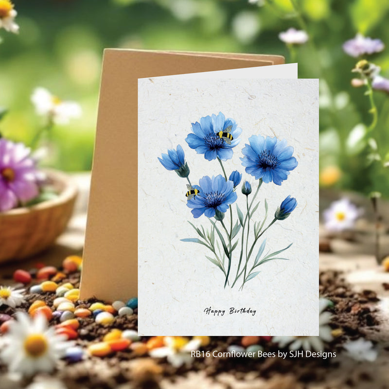 CORNFLOWER BLUE WILDFLOWER PLANTABLE SEED GREETING CARD