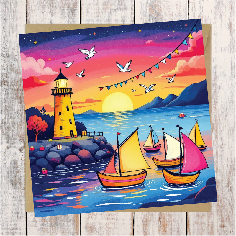 Sunset Over Sea Greeting Card