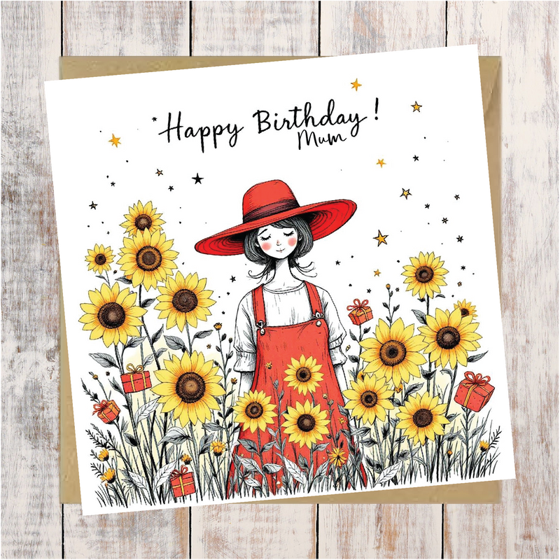 Happy Birthday Mum with Sunflowers