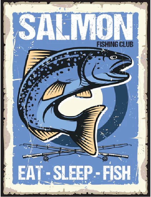 Salmon Fishing Metal Sign - By SJH Designs