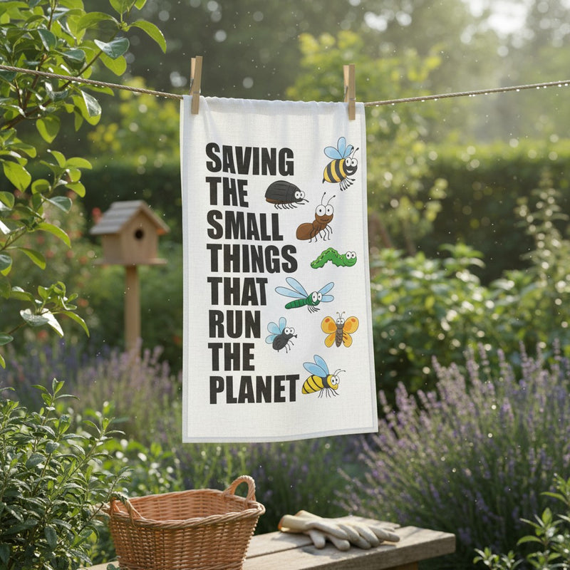 Saving The Small Things that run the planet Tea Towel