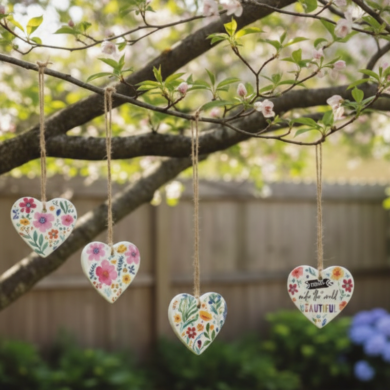 Friends Make The World Beautiful Ceramic Hanging Hearts