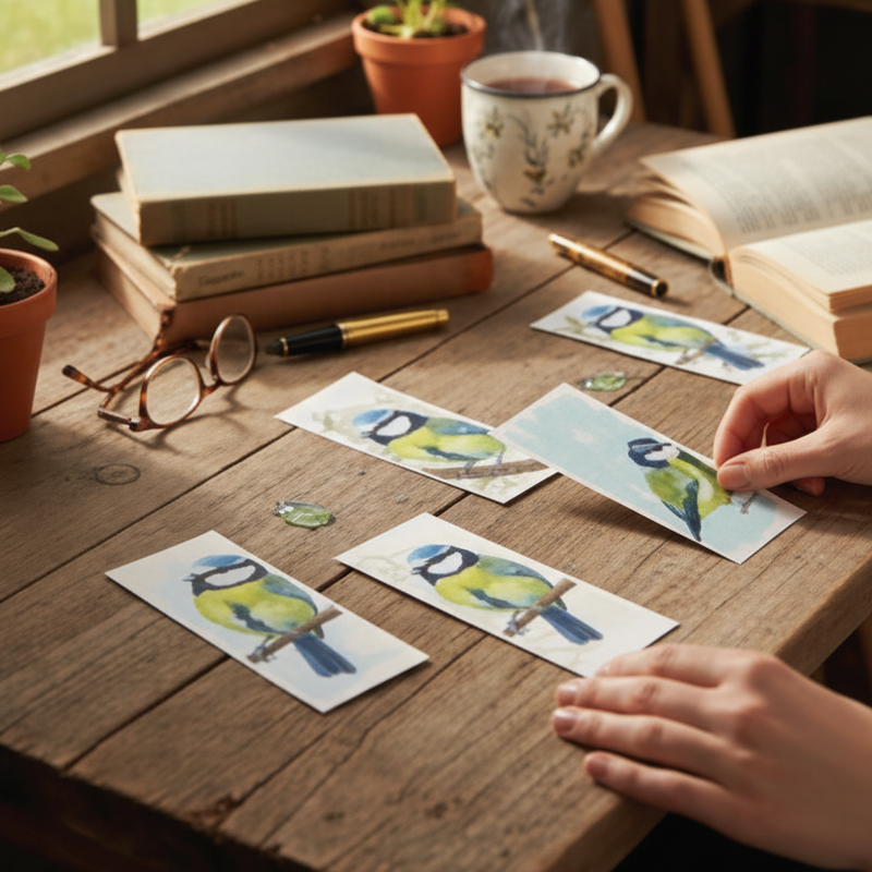 Blue Tit Metal Bookmark