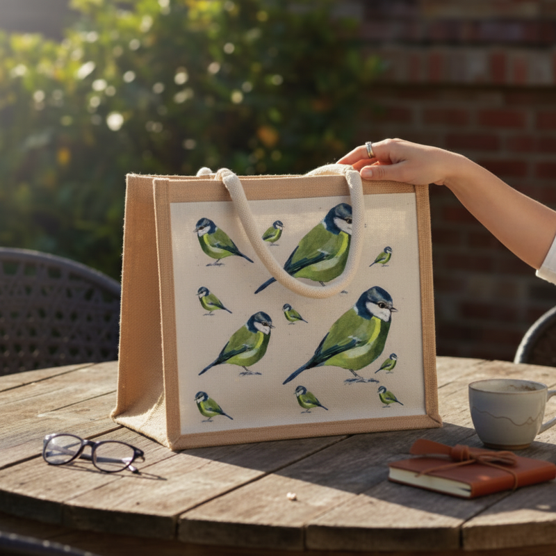 Blue Tit Jute Bag