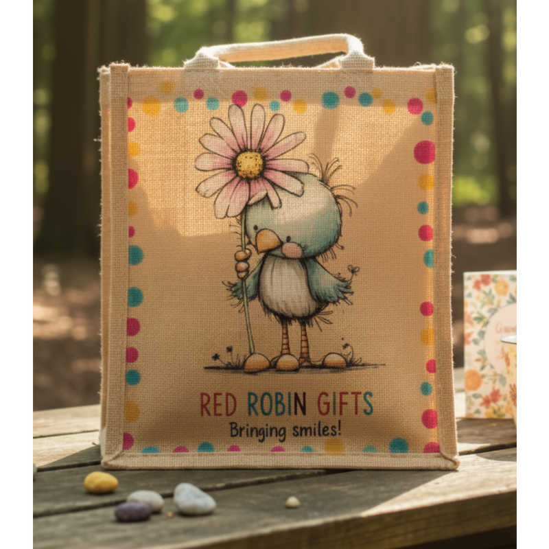 Red Robin Gifts Bringing Smiles Jute Bag