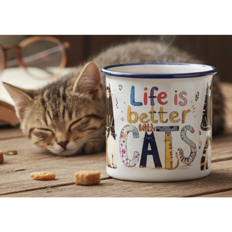 Life Is Better With Cats Tin Mug