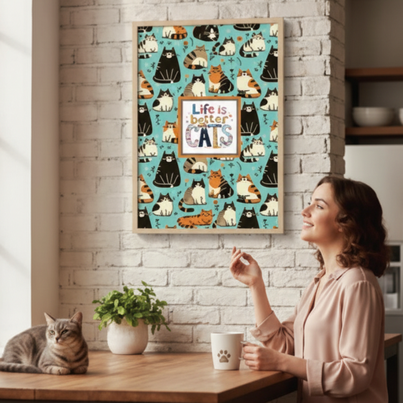 Life Is Better With Cats A3 Framed Print