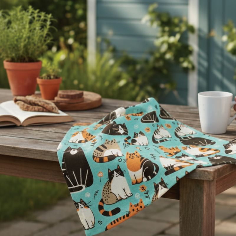 Life Is Better With Cats Set Of 6 Linen Table Napkins
