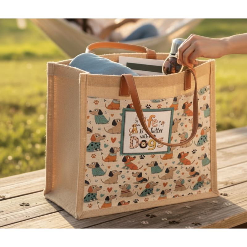 Life Is Better With Dogs Jute Bag