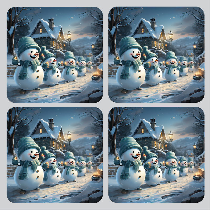 Blue Snowman Set of 4 coasters