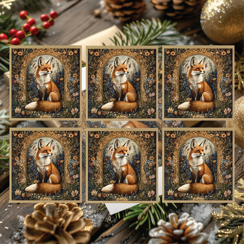 Fancy Fox Set of 6 Christmas Cards