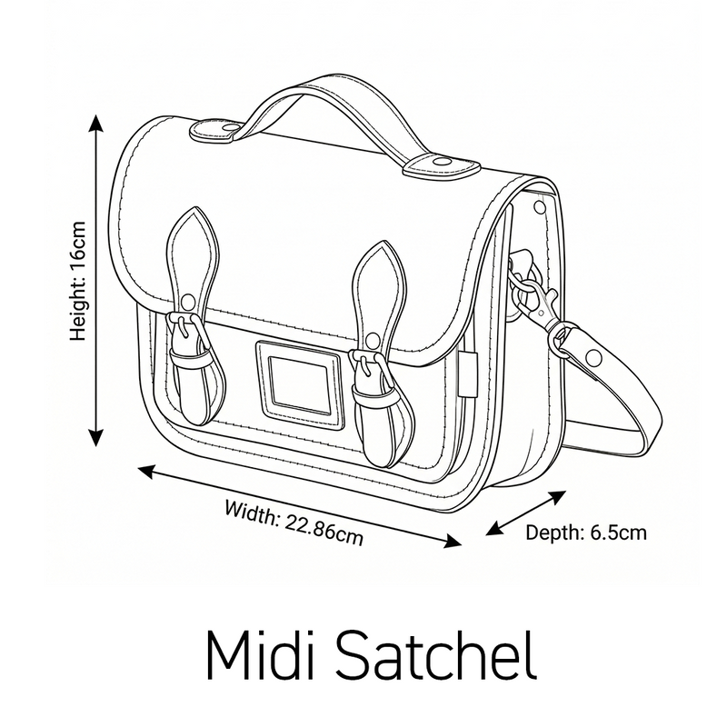 Floral Lined Leather Midi Satchel - Chestnut