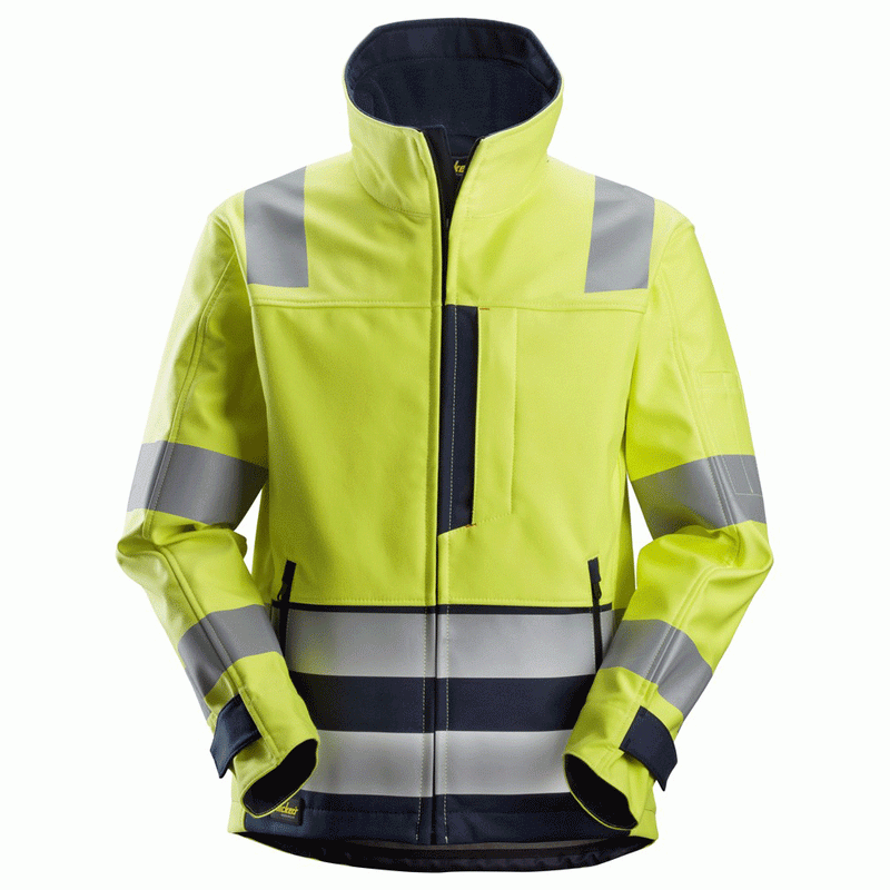 Snickers 1260 ProtecWork Hi-Vis Arc Protection Softshell Jacket Class 3 Yellow XL, Long