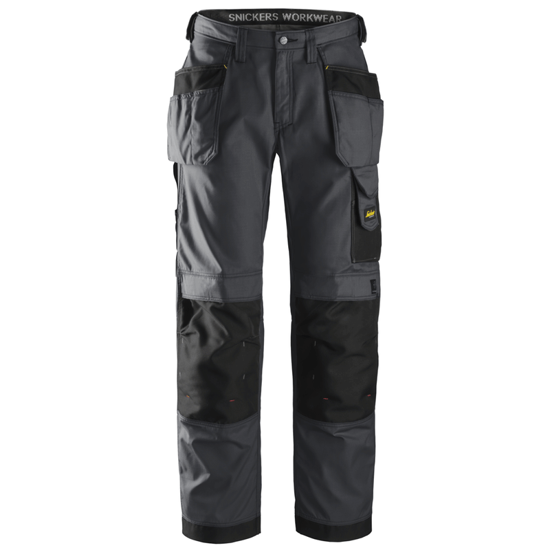 Snickers 3213 Craftsmen Holster Pocket Trousers, Rip-Stop Steel Grey/Black Waist 38"- Leg 32"- Snickers Size: 54