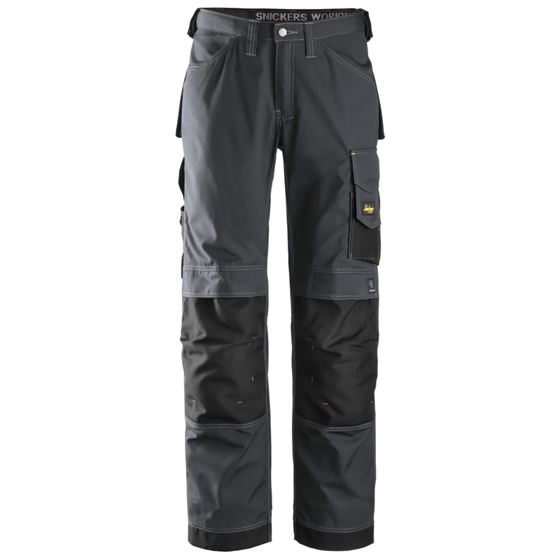 Snickers 3313 Craftsmen Trousers, Rip-Stop Steel Grey/Black Waist 39"- Leg 37"- Snickers Size: 256