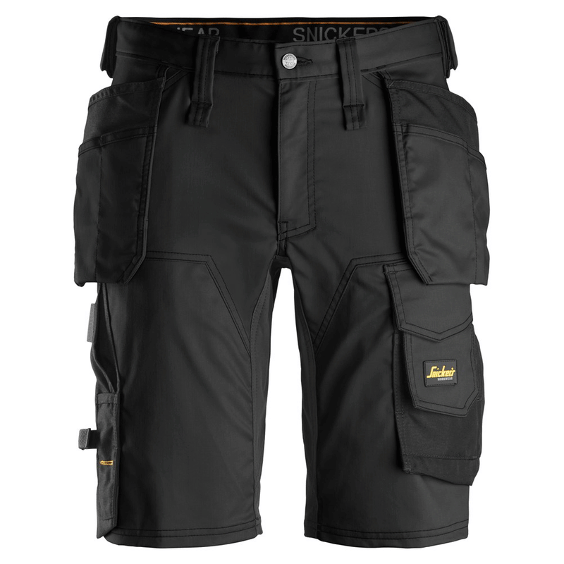 Snickers 6141 AllroundWork Stretch Shorts Holster Pockets Black / Size 64 - Waist Size 50"