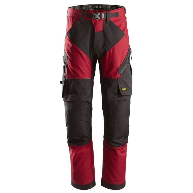 Snickers 6903 FlexiWork Stretch Kneepad Work Trousers Chilli Red 30" Waist - 32" Leg - Snickers Size 44