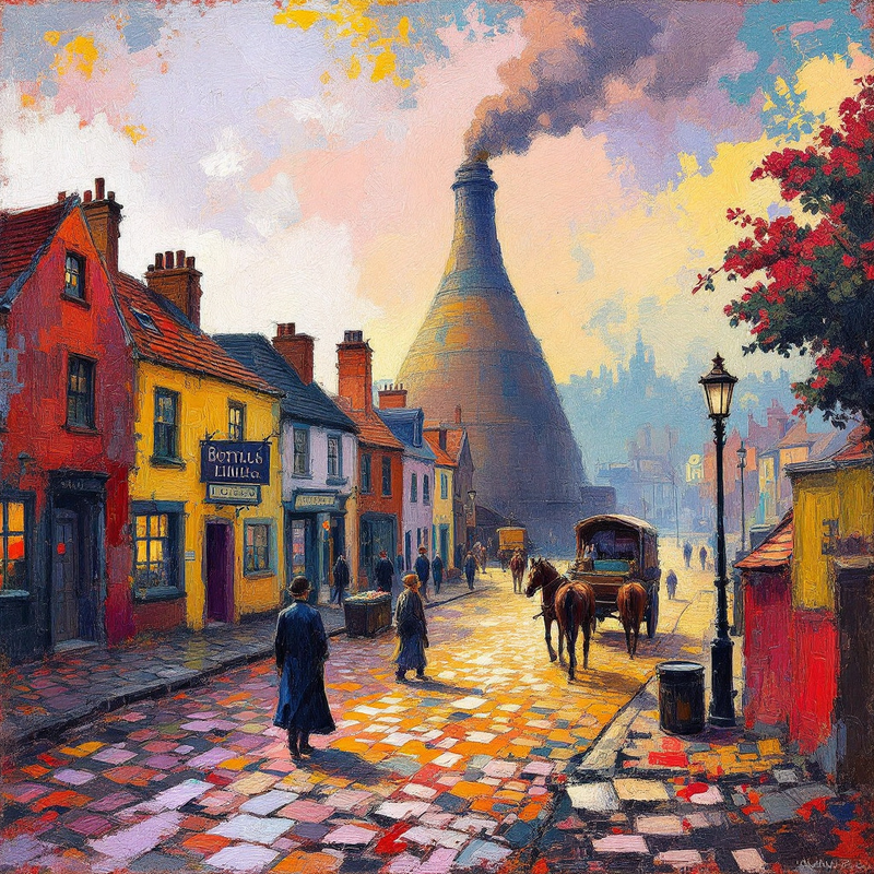 Stoke on Trent Street Scene with Kiln Fine Art Print Framed