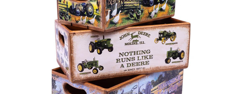 Set Of 5 Vintage Tractors Storage Boxes
