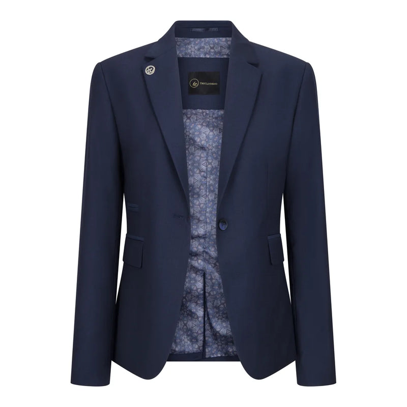 TPW-14 - Women's 3 Piece Plain Navy Blue Suit