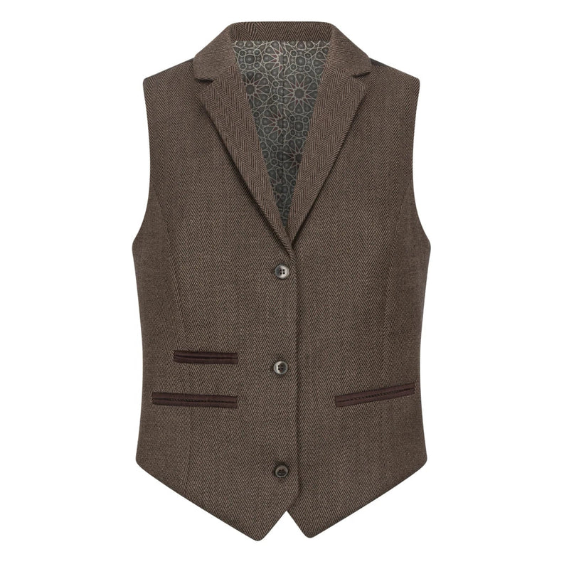 TPW-AK-06 - Women's Brown 3 Piece Herringbone Tweed Suit
