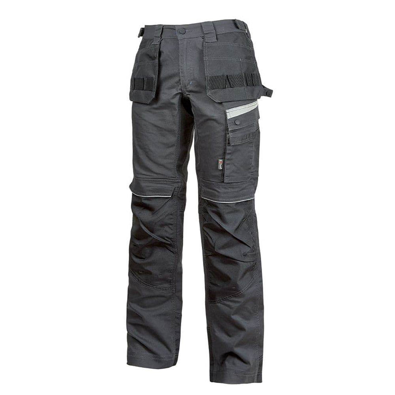 U-Power Gordon Elasticated Waist Canvas Stretch Work Trouser Asphalt Grey, 34" Waist 33" Leg