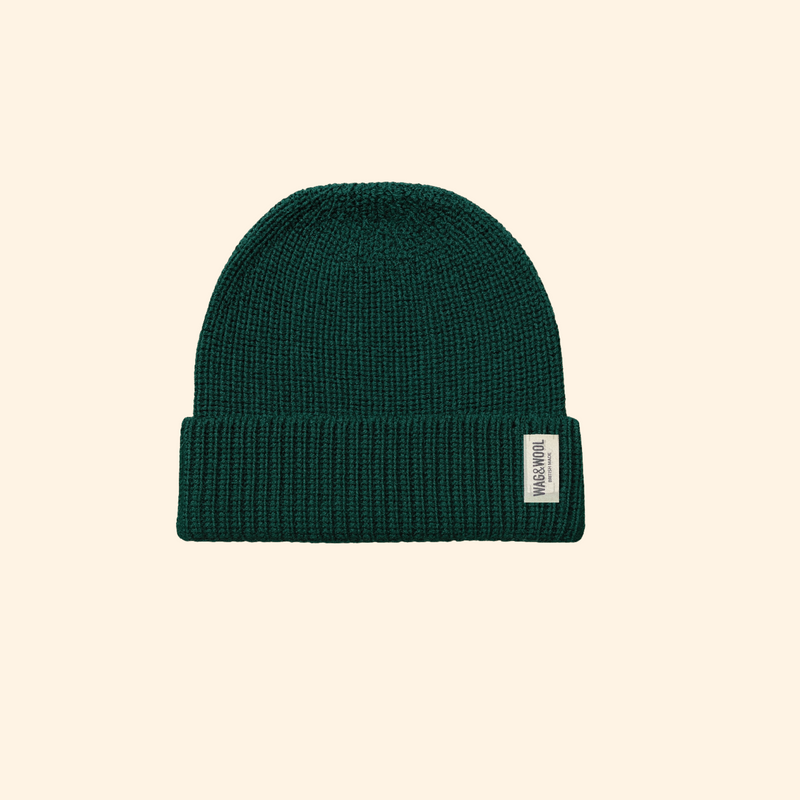 Forest Green British Wool Beanie Hat