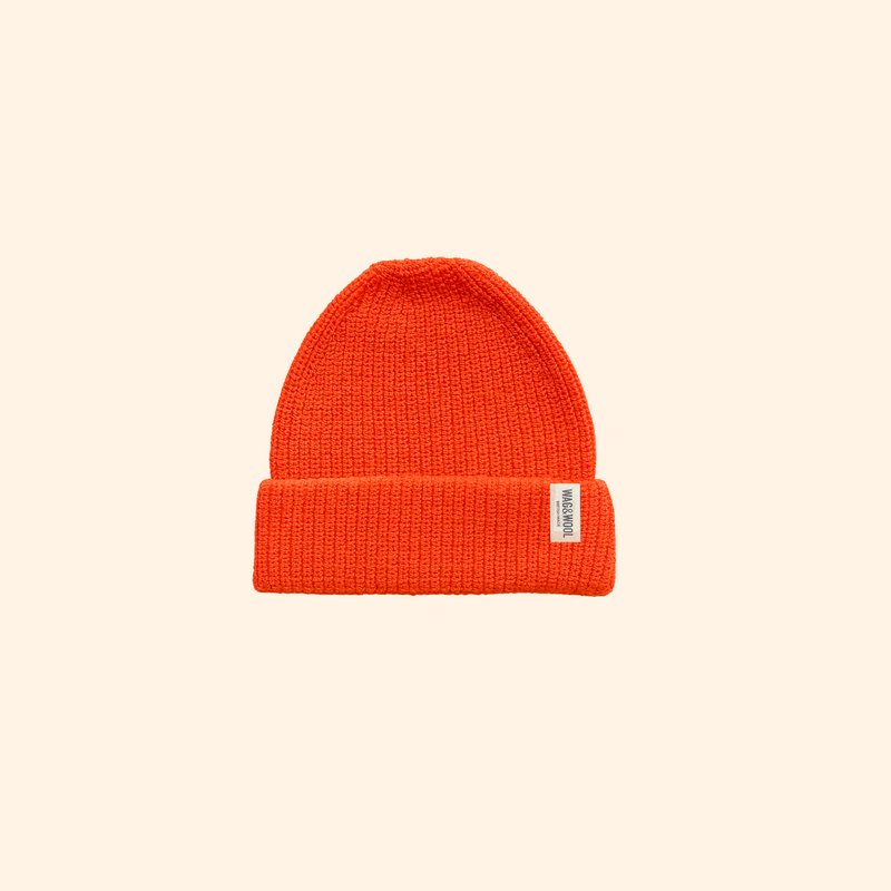 Lava Orange British Wool Beanie Hat