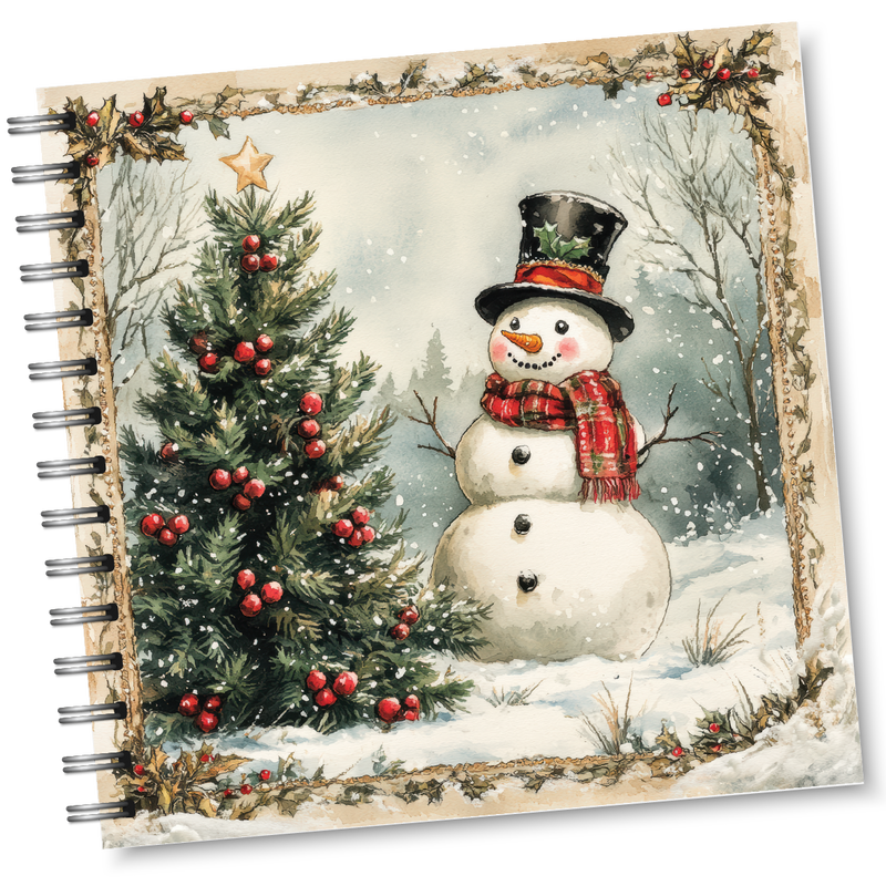 Victorian Snowman Square Notebook