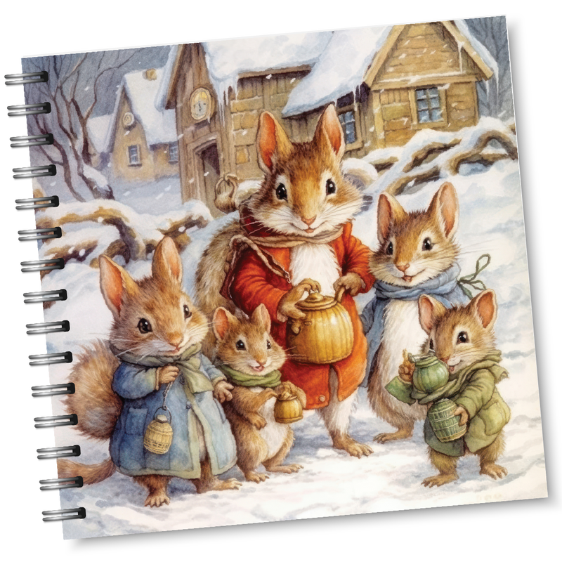 Victorian Squirrel Family Square Notebook
