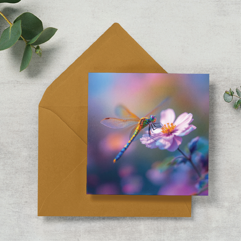 Dragonfly on Pink Flower