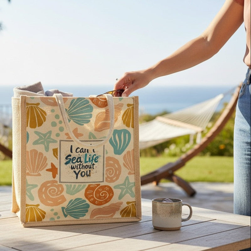 I Cant Sea Life Without You Jute Bag