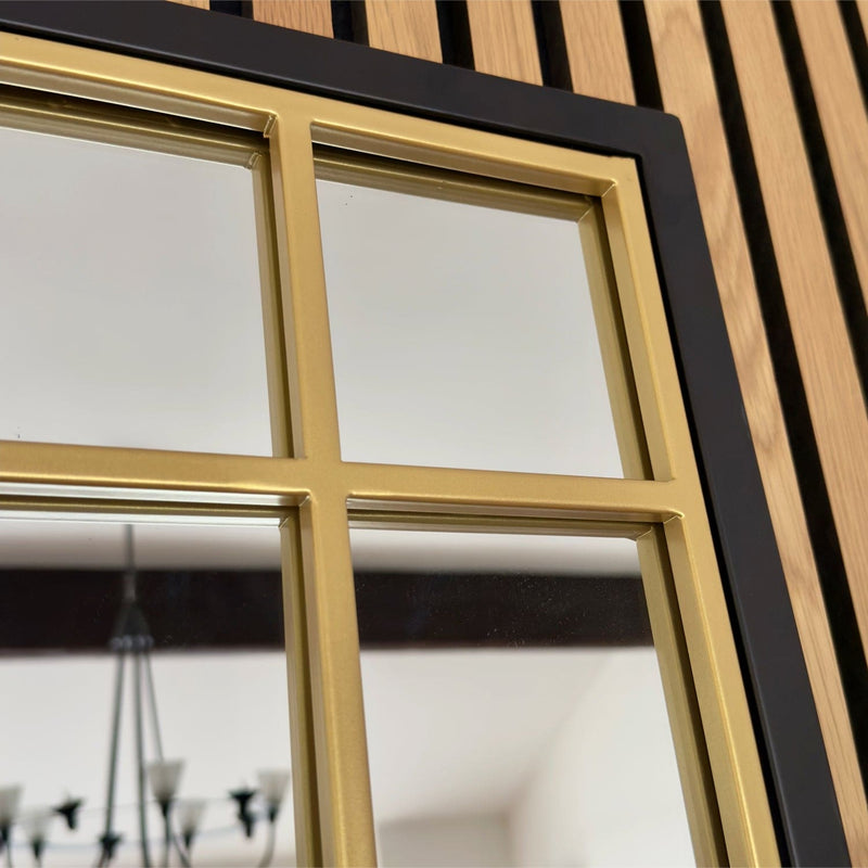 Aimi - Black & Gold Metal Rectangle Window Mirror - 95cm x 120cm