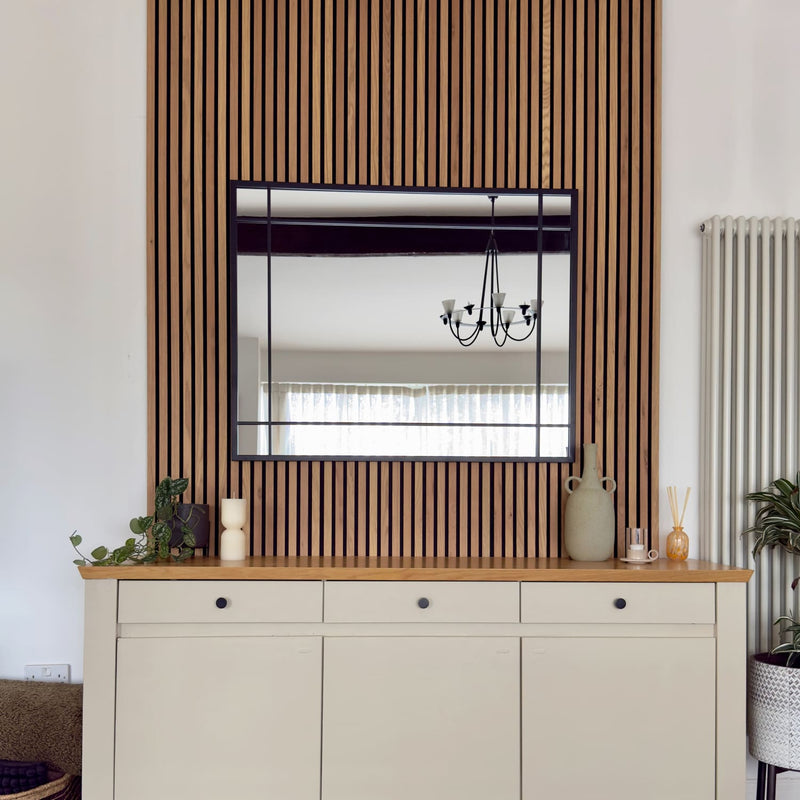Aimi - Black Metal Rectangle Window Mirror - 95cm x 120cm.