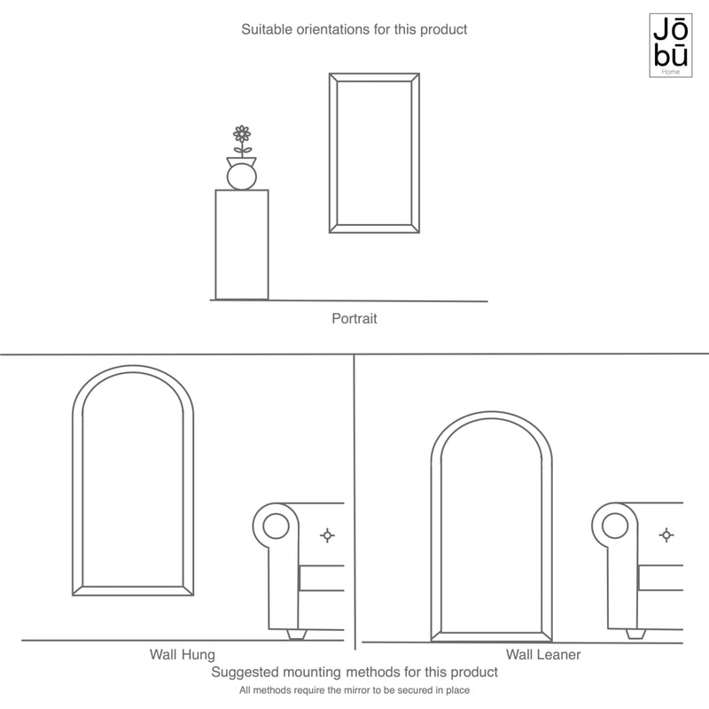 Akiko - Full Length Black Metal Arched Mirror - 180cm x 90cm