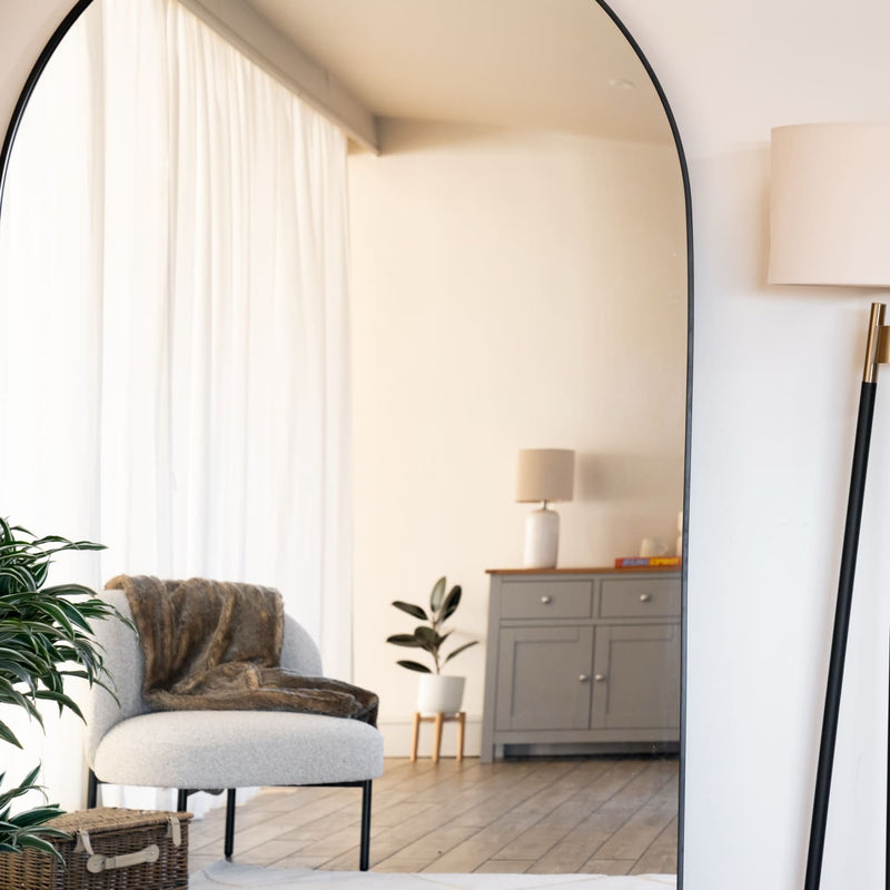 Akiko - Full Length Black Metal Arched Mirror - 200cm x 120cm