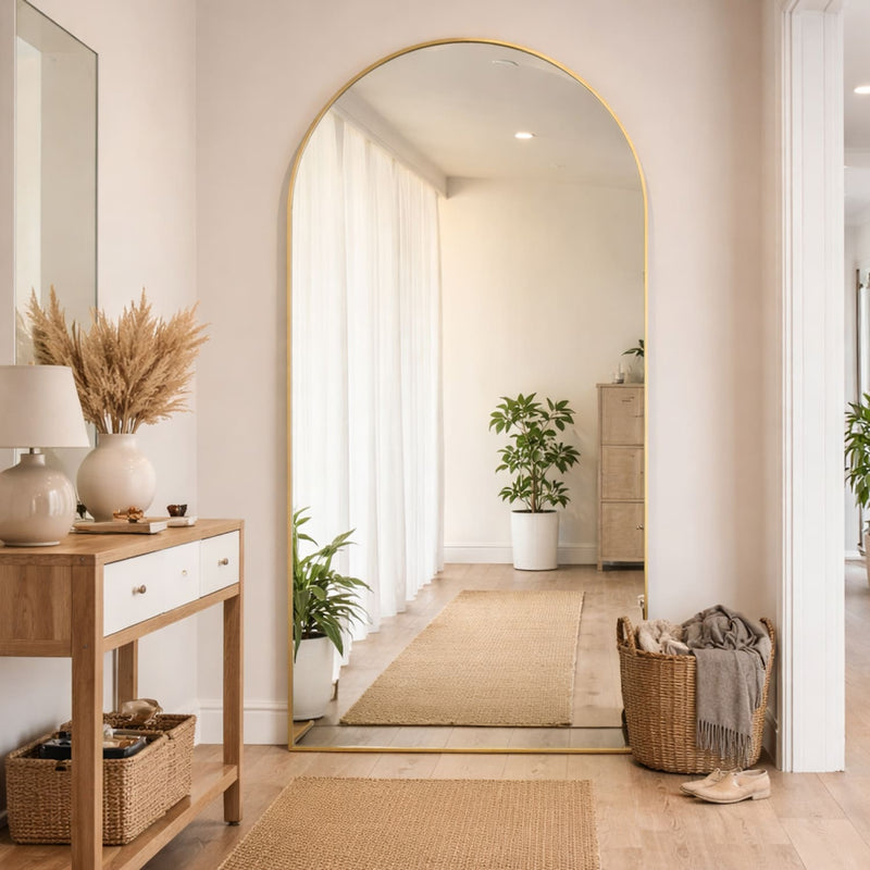 Akiko - Full Length Gold Metal Arched Mirror - 180cm x 90cm