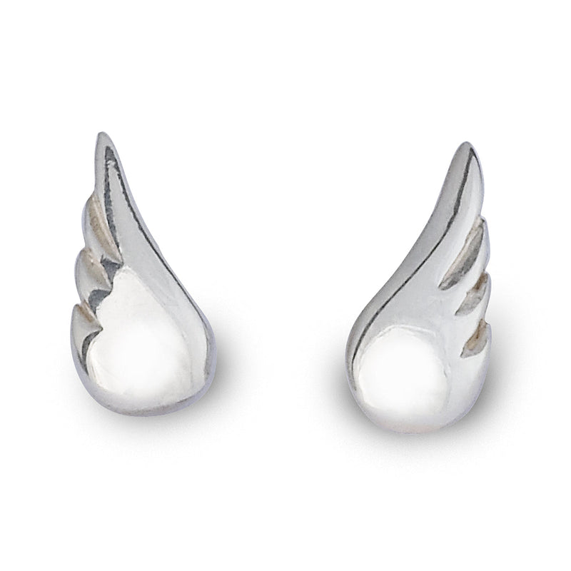 Angel Wing Silver Stud Earrings
