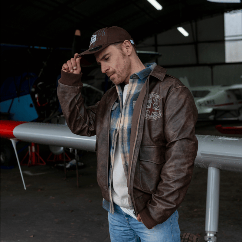 Brown 'Aviation' Diamond Trucker Hat