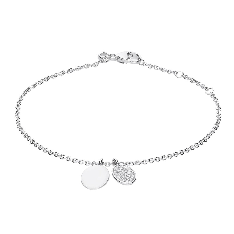 Diamonfire Engravable Tag Bracelet with Pave Set Oval Tag