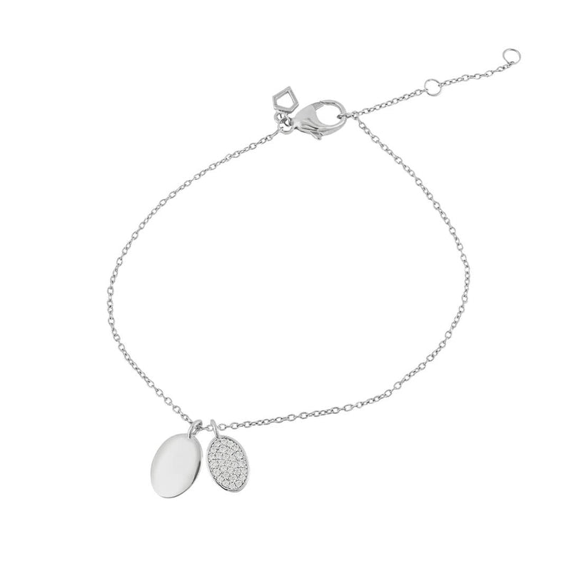 Diamonfire Engravable Tag Bracelet with Pave Set Oval Tag