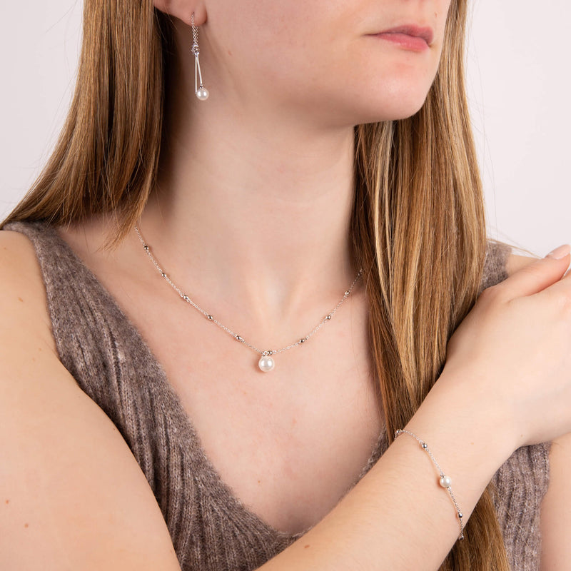 Diamonfire Station Necklace with Shell Pearl