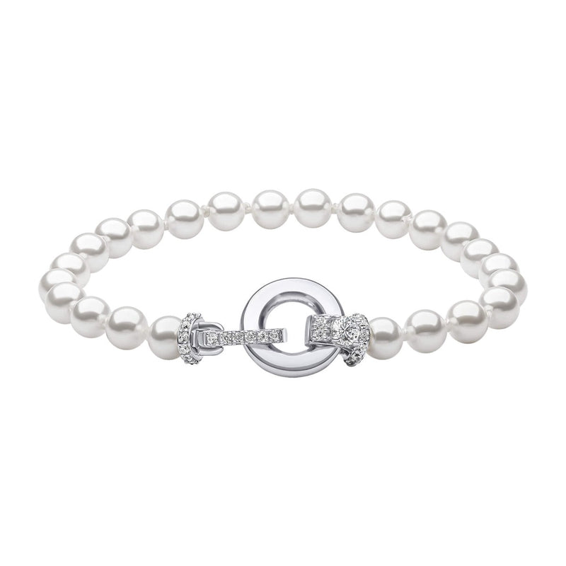 Diamonfire Shell Pearl Bracelet with Zirconia Feature Clasp