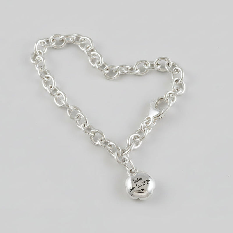 Rose Flower Personalised  Silver Charm
