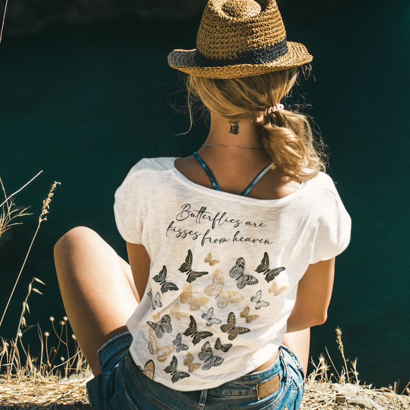 Butterflies are kisses from heaven 100% Organic Tees